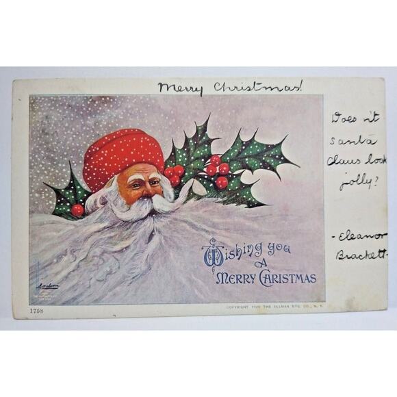 Santa Claus Christmas Postcard Fantasy Ullman St Nicks Head Mountain Beard 1906 - Picture 2 of 5
